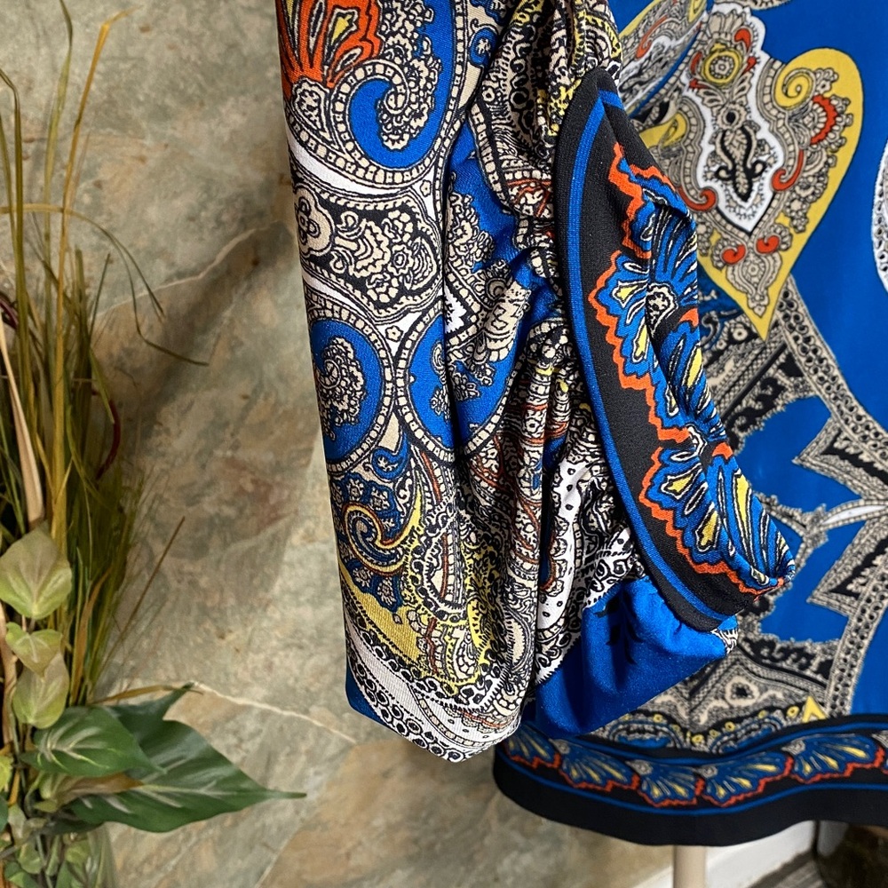 Alani shirt top blouse tunic colorful vibrant paisley stretch extra sleeves XL - Picture 6 of 11